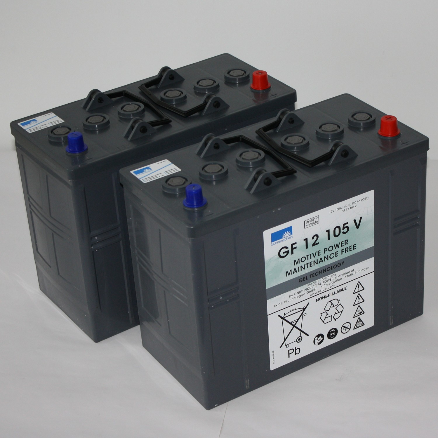 Set of 2 Gel batteries à 12 V / 105 Ah (C5) (345 x 172 x 283mm)